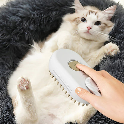 🐾 SnuggleSteam™ 3-in-1 Electric Pet Brush – Groom, De-Shed & Pamper