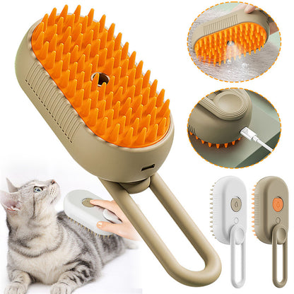 🐾 SnuggleSteam™ 3-in-1 Electric Pet Brush – Groom, De-Shed & Pamper