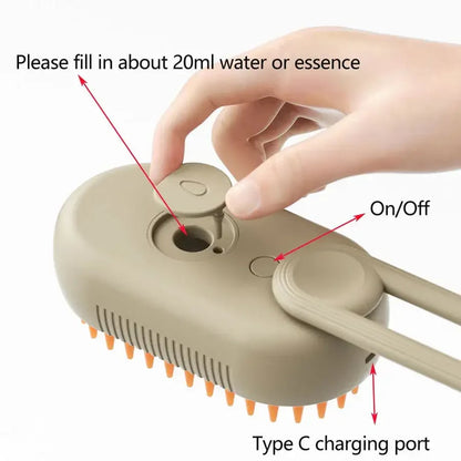 🐾 SnuggleSteam™ 3-in-1 Electric Pet Brush – Groom, De-Shed & Pamper