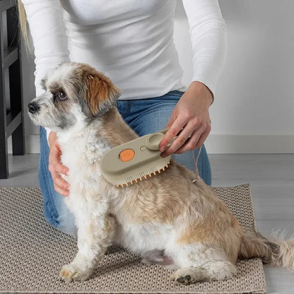 🐾 SnuggleSteam™ 3-in-1 Electric Pet Brush – Groom, De-Shed & Pamper