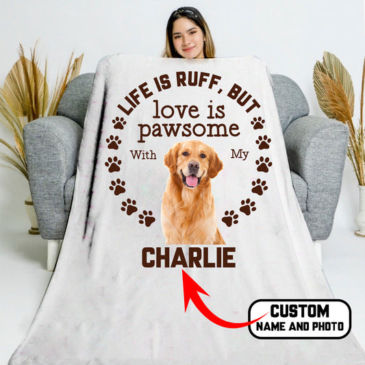Personalized Love Is Pawsome Blankets