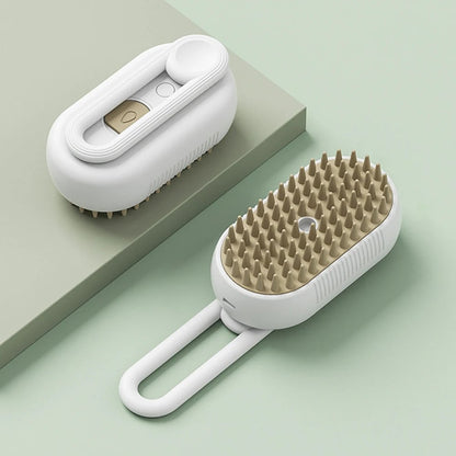 🐾 SnuggleSteam™ 3-in-1 Electric Pet Brush – Groom, De-Shed & Pamper