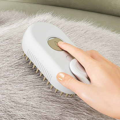 🐾 SnuggleSteam™ 3-in-1 Electric Pet Brush – Groom, De-Shed & Pamper