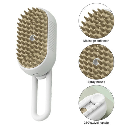 🐾 SnuggleSteam™ 3-in-1 Electric Pet Brush – Groom, De-Shed & Pamper