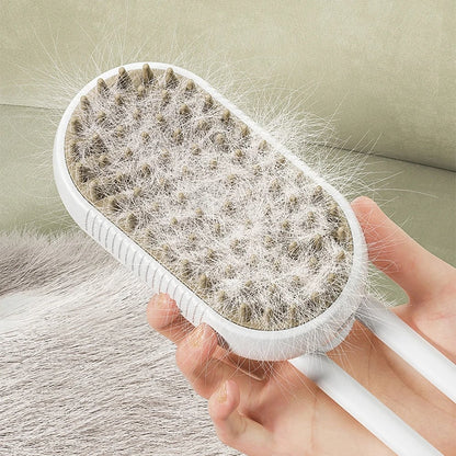 🐾 SnuggleSteam™ 3-in-1 Electric Pet Brush – Groom, De-Shed & Pamper
