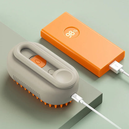 🐾 SnuggleSteam™ 3-in-1 Electric Pet Brush – Groom, De-Shed & Pamper